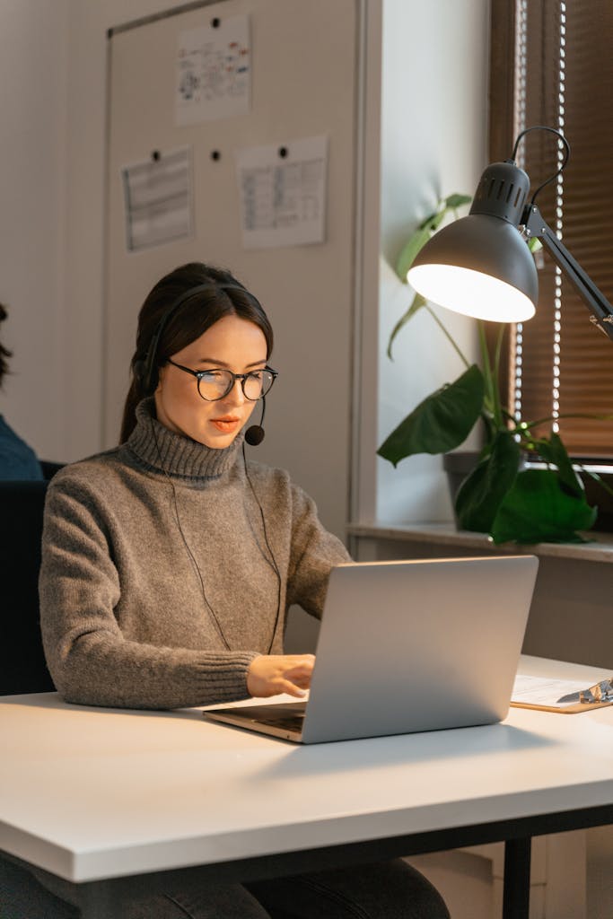 A Woman Working in Call Center Agent
